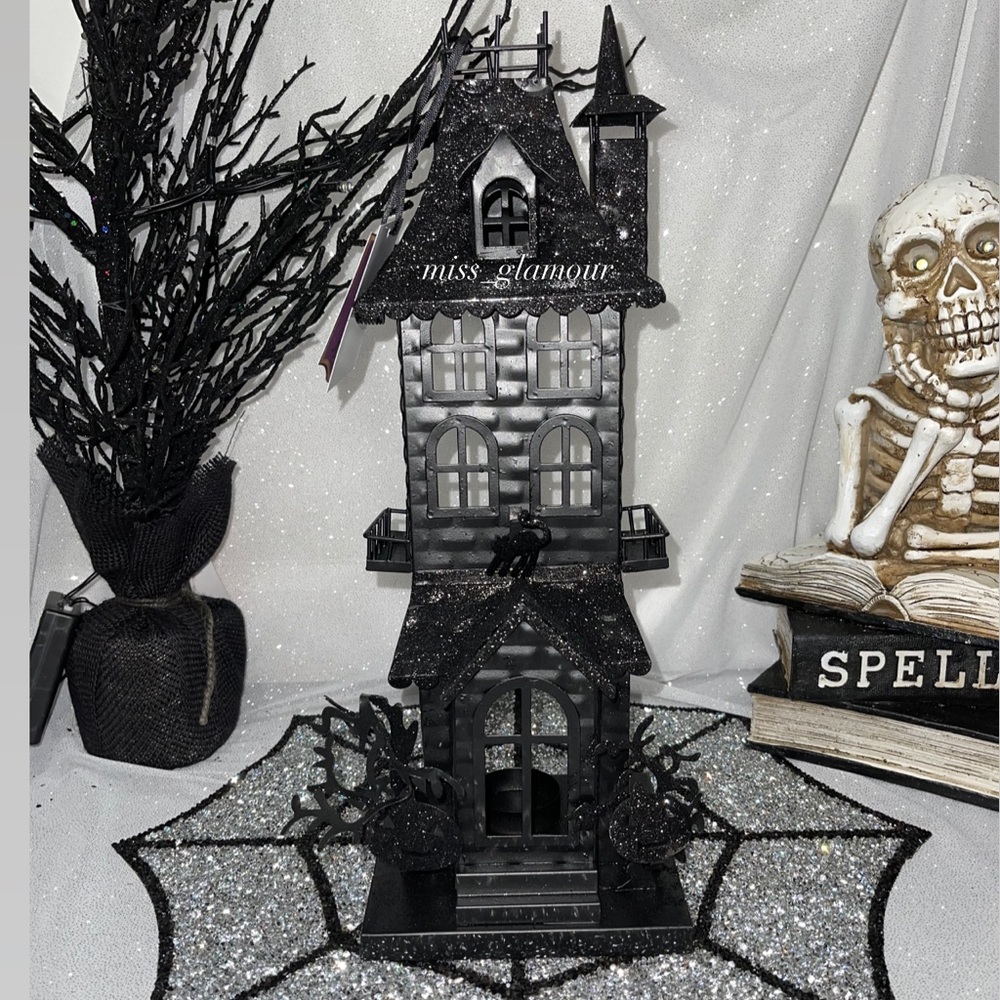 Halloween Metal Haunted House Village Tealight New